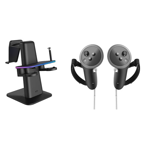 KIWI design Charging Dock for Meta Quest 3S, Quest 3, Quest 2 or Quest Pro, Accredited by Meta and G4 Pro Controller Grips Protector Compatible with Meta Quest 33S, Accessories Accredited by Meta