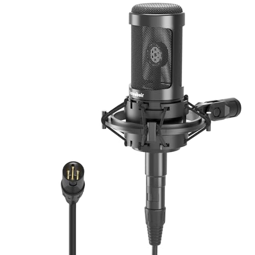 Mic for Asmr, for Audio Interface Cardioid Condenser Microphone XLR, Studio Recording microfono condensador with Shock mounts and Microphone Cable for Podcasting Music Voice-Over