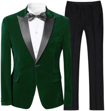 Cloudstyle Mens 2-Piece Suit Peaked Lapel 1 Button Tuxedo Slim Fit Dinner Jacket Pants