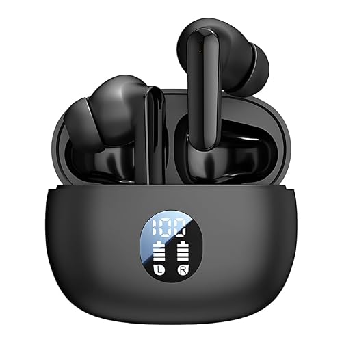 Wireless Bluetooth Earbuds V5.4EDR, Noise Cancelling Earbuds, IPX-7 Sweat & Water proof, LED Display, Touch Control, Hifi Stereo Sound, Ergonomic design, Low Latency, HD Call, Voice Assistant