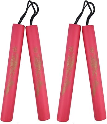 Safe Foam Rubber Training Nunchakus Cord Nunchucks 2PCS for Kids Beginners Practice and Training Red