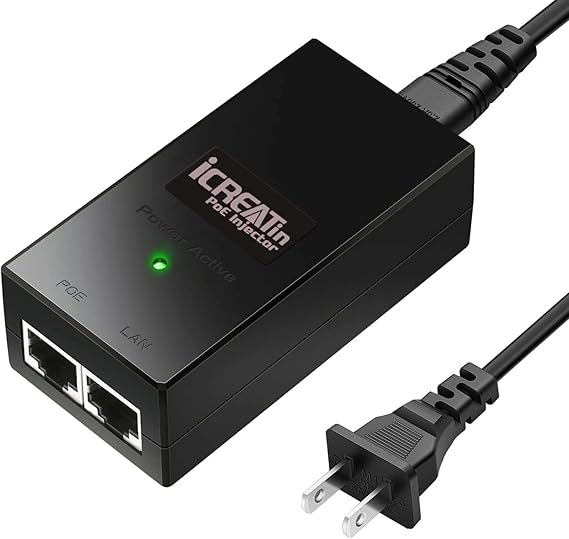 48V POE Injector Adapter, 30W PoE Power Over Ethernet Supply,10/100Mbps IEEE802.3af/at, Compatible for Ubiquiti POE-48-24W, Amcrest/Hikvision/YI/Polycom/Aastra Camera and Phones